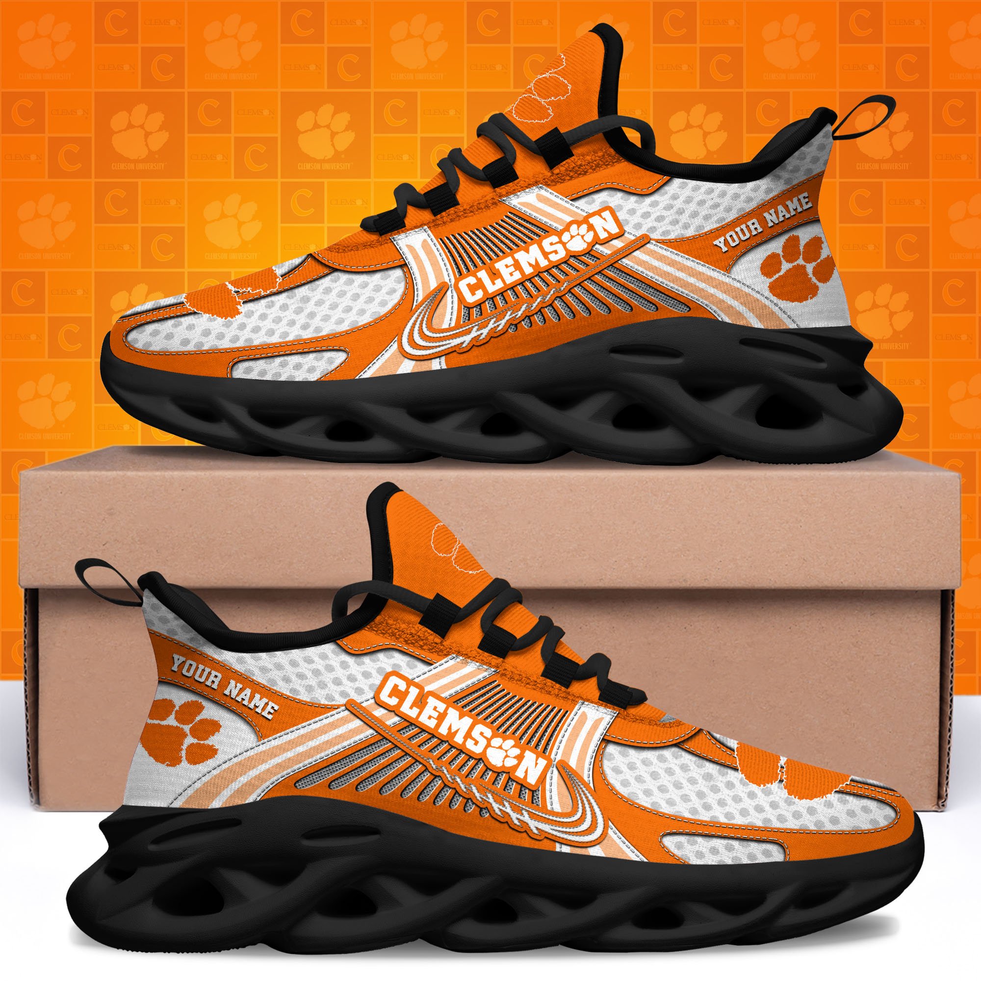 Clemson Tigers Clunky Sneakers Custom Your Name, Sport Sneakers ETRG-62343 - Famjoys Clemson Tigers Clunky Sneakers Custom Your Name, Sport Sneakers ETRG-62343 - Famjoys