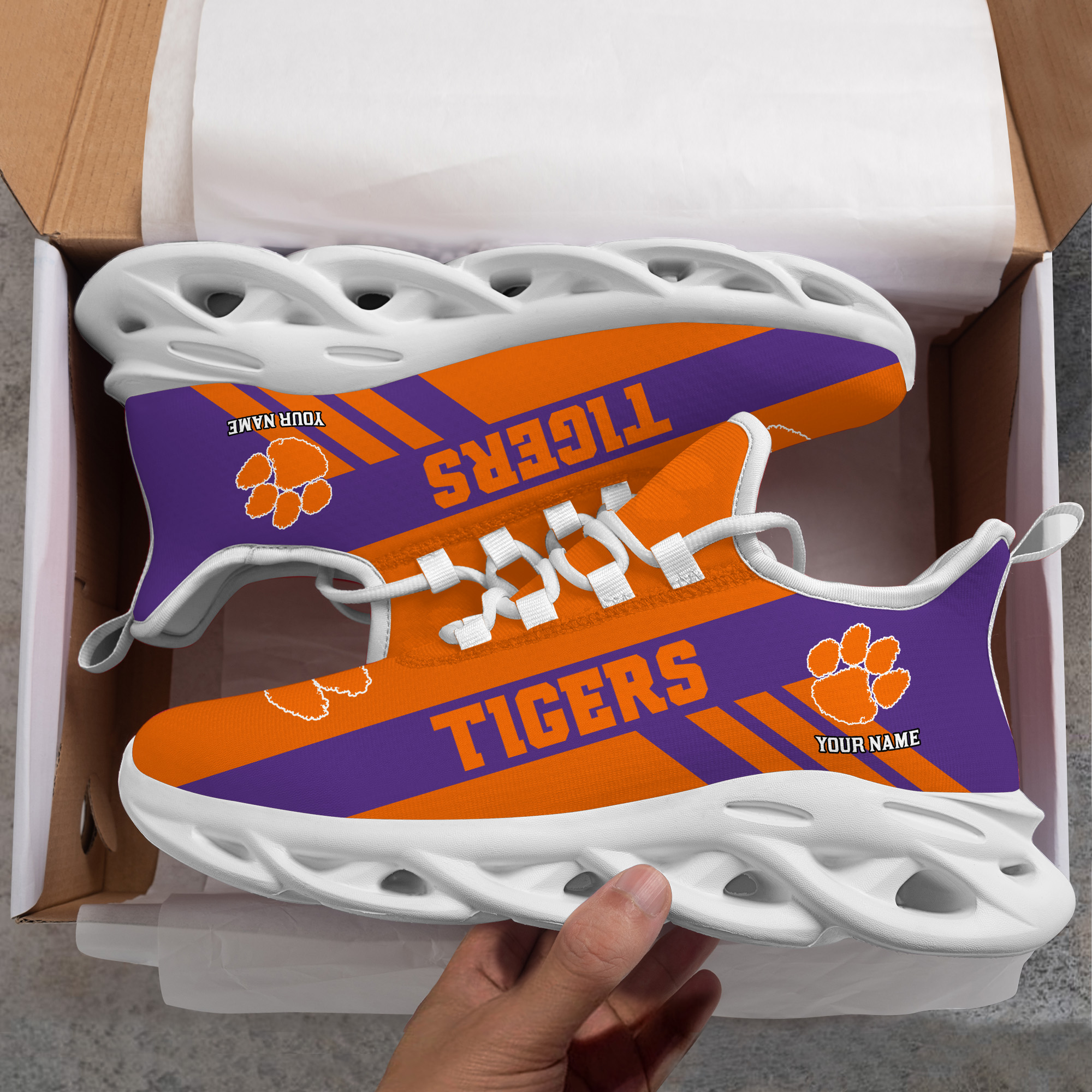 Clemson Tigers Custom Name PERSONALIZED MAX SOUL SHOES DS004 - Famjoys Clemson Tigers Custom Name PERSONALIZED MAX SOUL SHOES DS004 - Famjoys