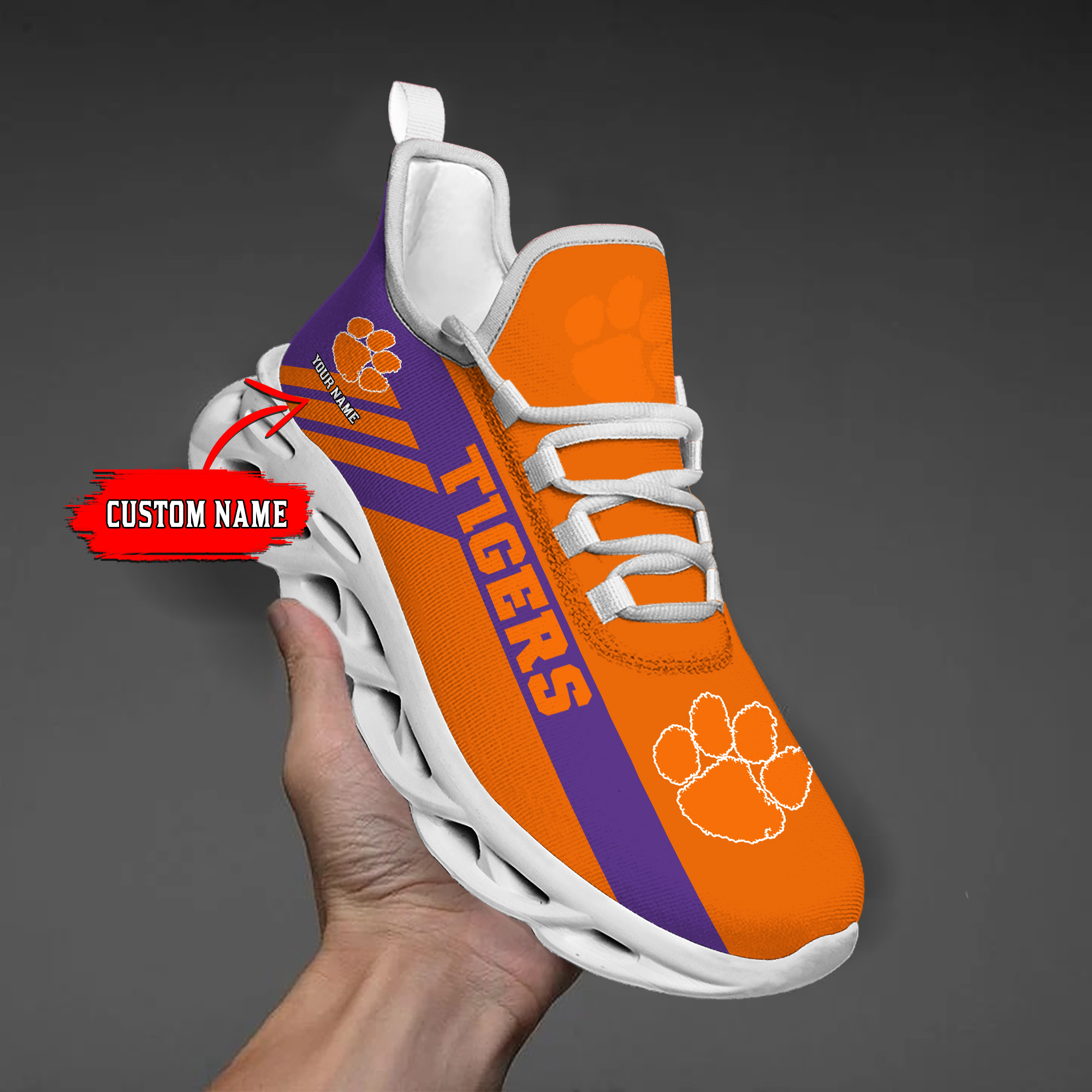 Clemson Tigers Custom Name PERSONALIZED MAX SOUL SHOES DS004 - Famjoys Clemson Tigers Custom Name PERSONALIZED MAX SOUL SHOES DS004 - Famjoys