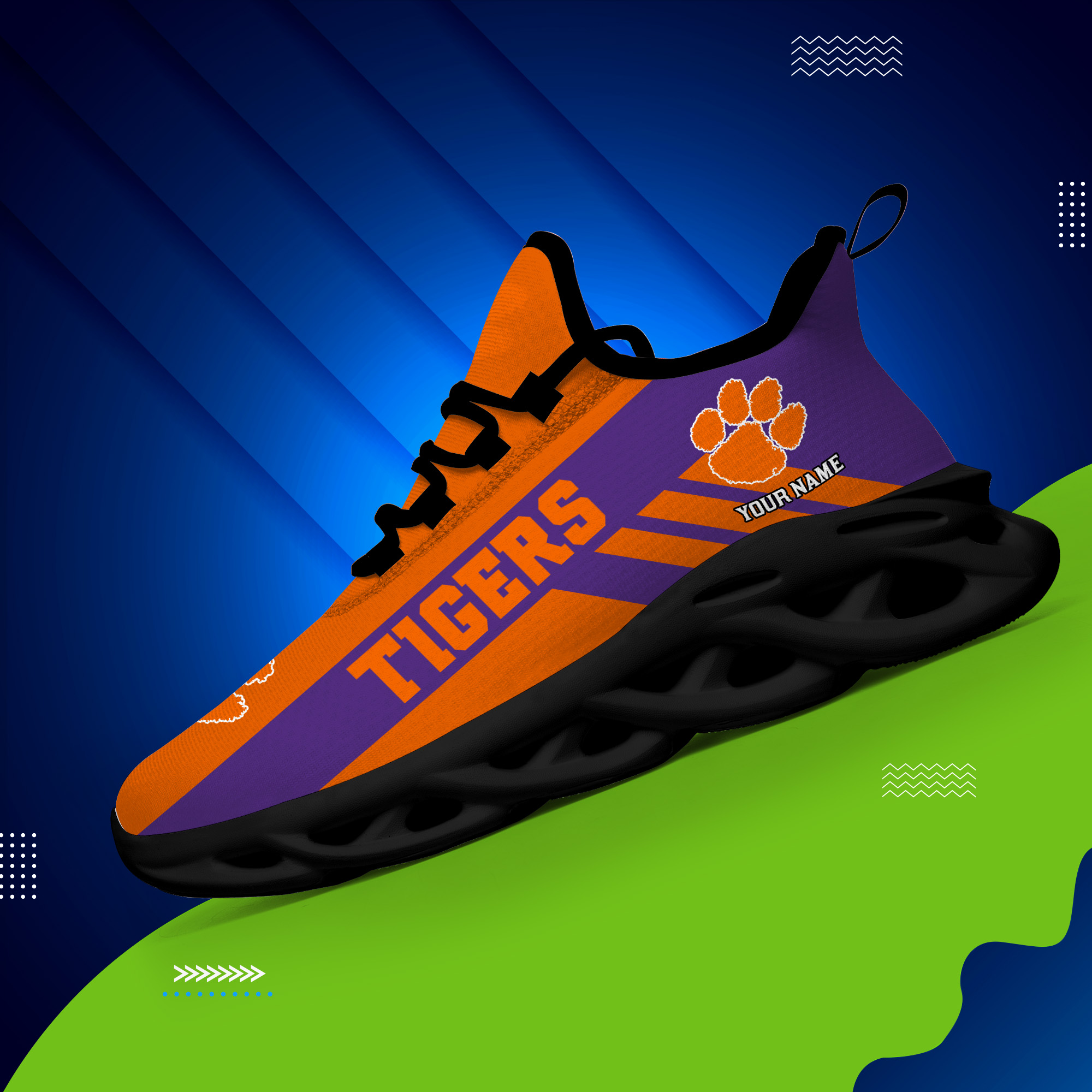 Clemson Tigers Custom Name PERSONALIZED MAX SOUL SHOES DS004 - Famjoys Clemson Tigers Custom Name PERSONALIZED MAX SOUL SHOES DS004 - Famjoys