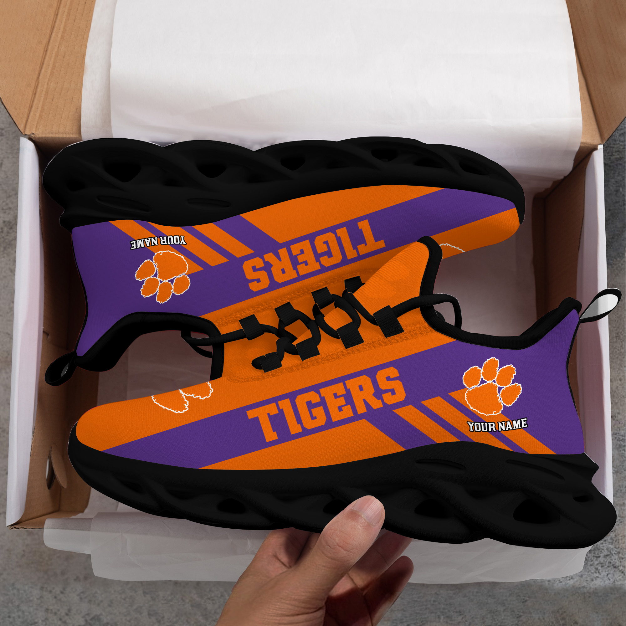 Clemson Tigers Custom Name PERSONALIZED MAX SOUL SHOES DS004 - Famjoys Clemson Tigers Custom Name PERSONALIZED MAX SOUL SHOES DS004 - Famjoys