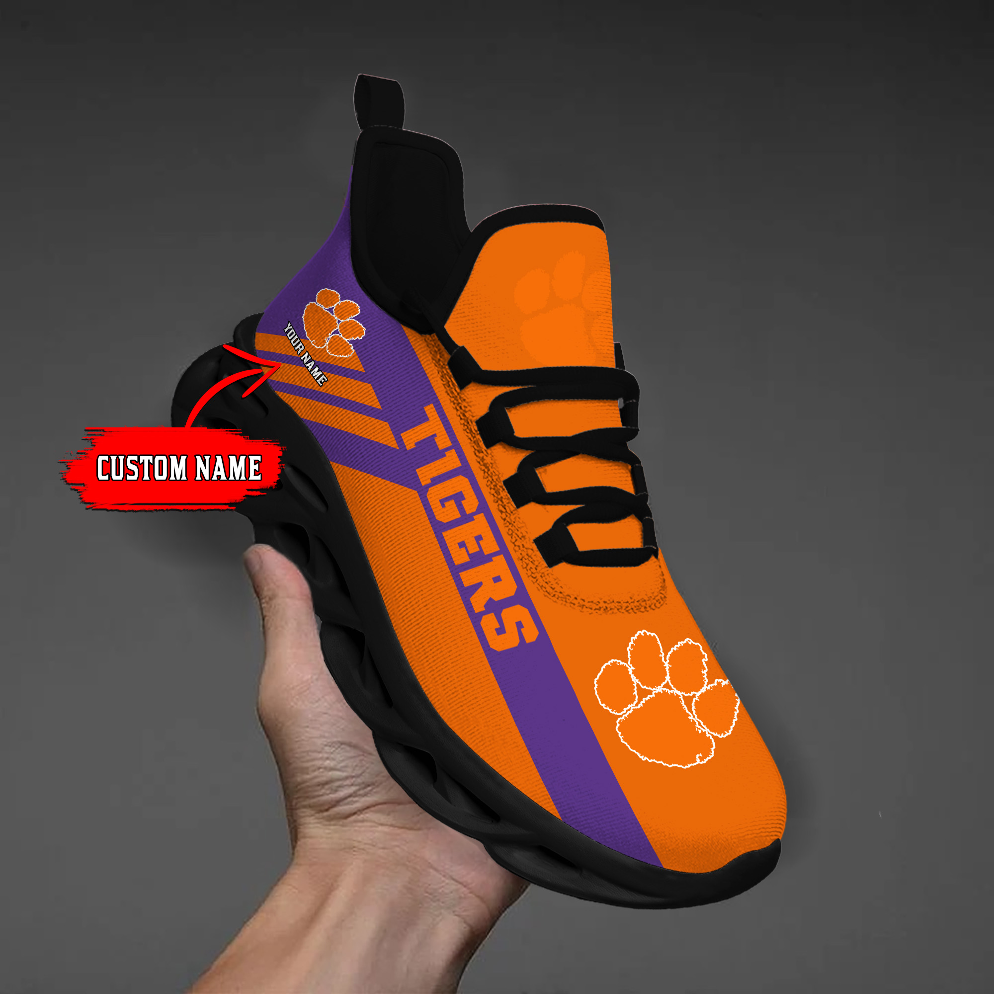 Clemson Tigers Custom Name PERSONALIZED MAX SOUL SHOES DS004 - Famjoys Clemson Tigers Custom Name PERSONALIZED MAX SOUL SHOES DS004 - Famjoys