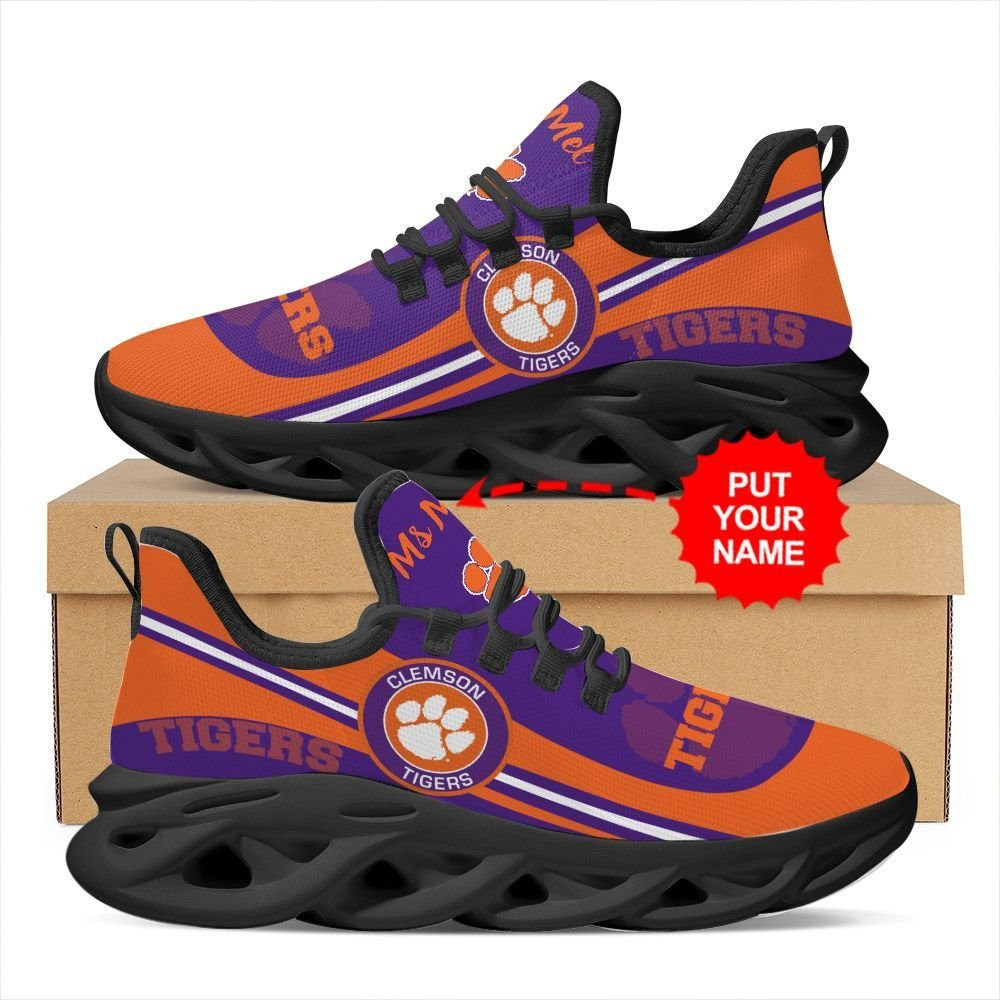 Clemson Tigers Custom Name Personalized Max Soul Sneakers Shoes - Famjoys Clemson Tigers Custom Name Personalized Max Soul Sneakers Shoes - Famjoys
