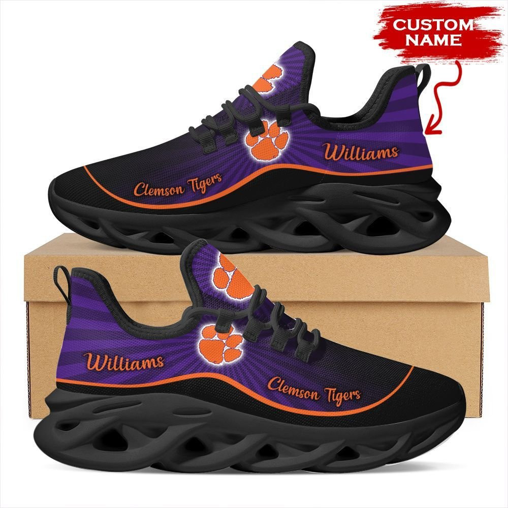 Clemson Tigers Custom Name Personalized Max Soul Sneakers Shoes - Famjoys Clemson Tigers Custom Name Personalized Max Soul Sneakers Shoes - Famjoys