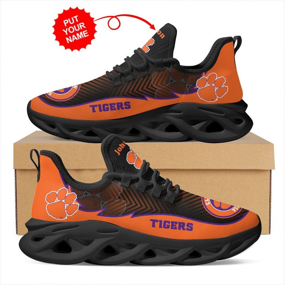 Clemson Tigers Custom Name Personalized Max Soul Sneakers Shoes - Famjoys Clemson Tigers Custom Name Personalized Max Soul Sneakers Shoes - Famjoys