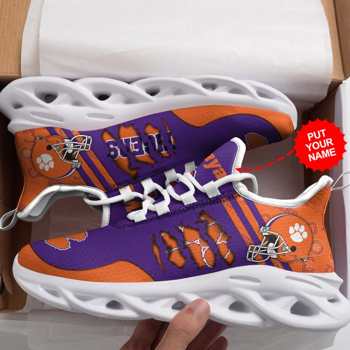 Clemson Tigers Custom Personalized Max Soul Sneakers Shoes - Famjoys Clemson Tigers Custom Personalized Max Soul Sneakers Shoes - Famjoys