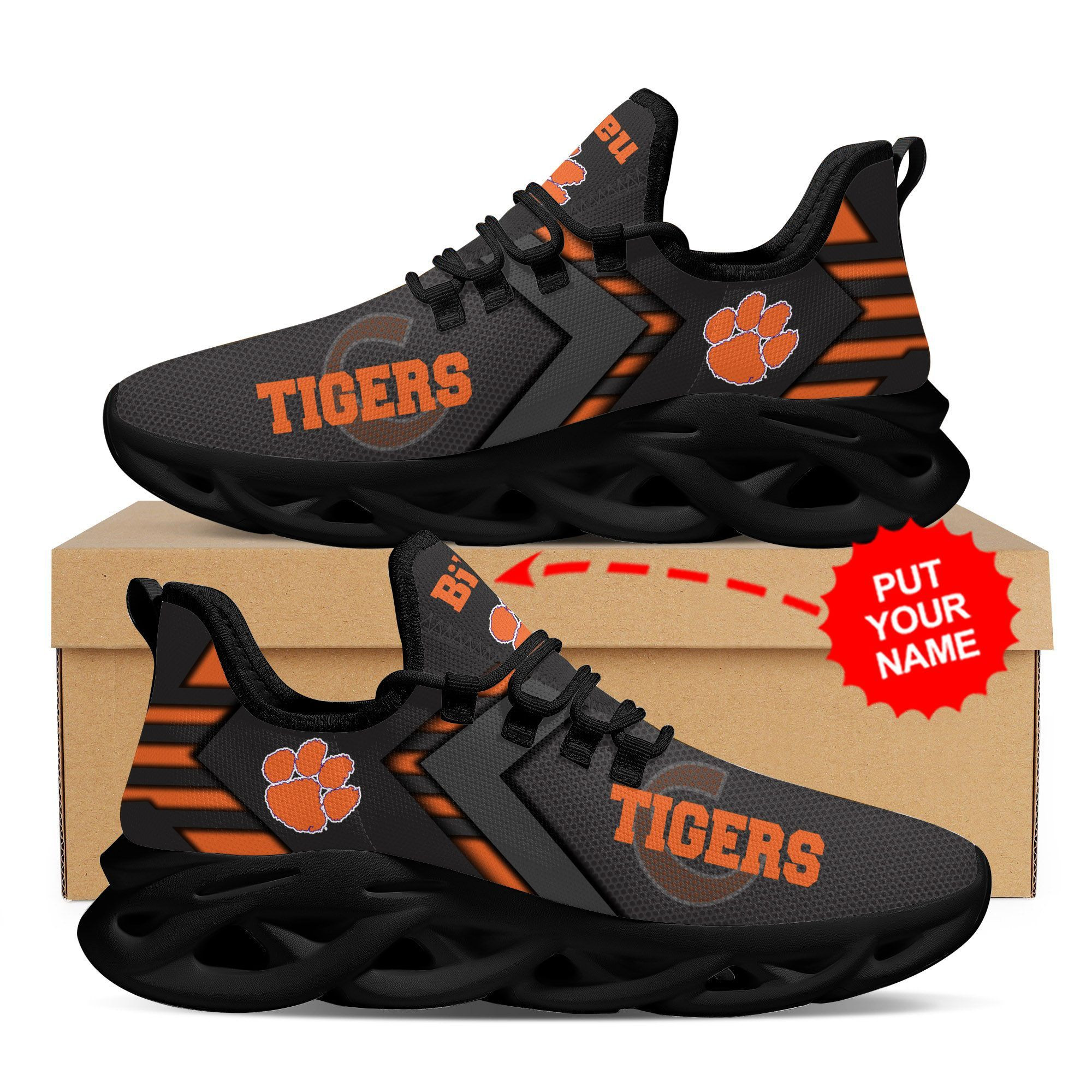 Clemson Tigers Custom Personalized Max Soul Sneakers Shoes - Famjoys Clemson Tigers Custom Personalized Max Soul Sneakers Shoes - Famjoys