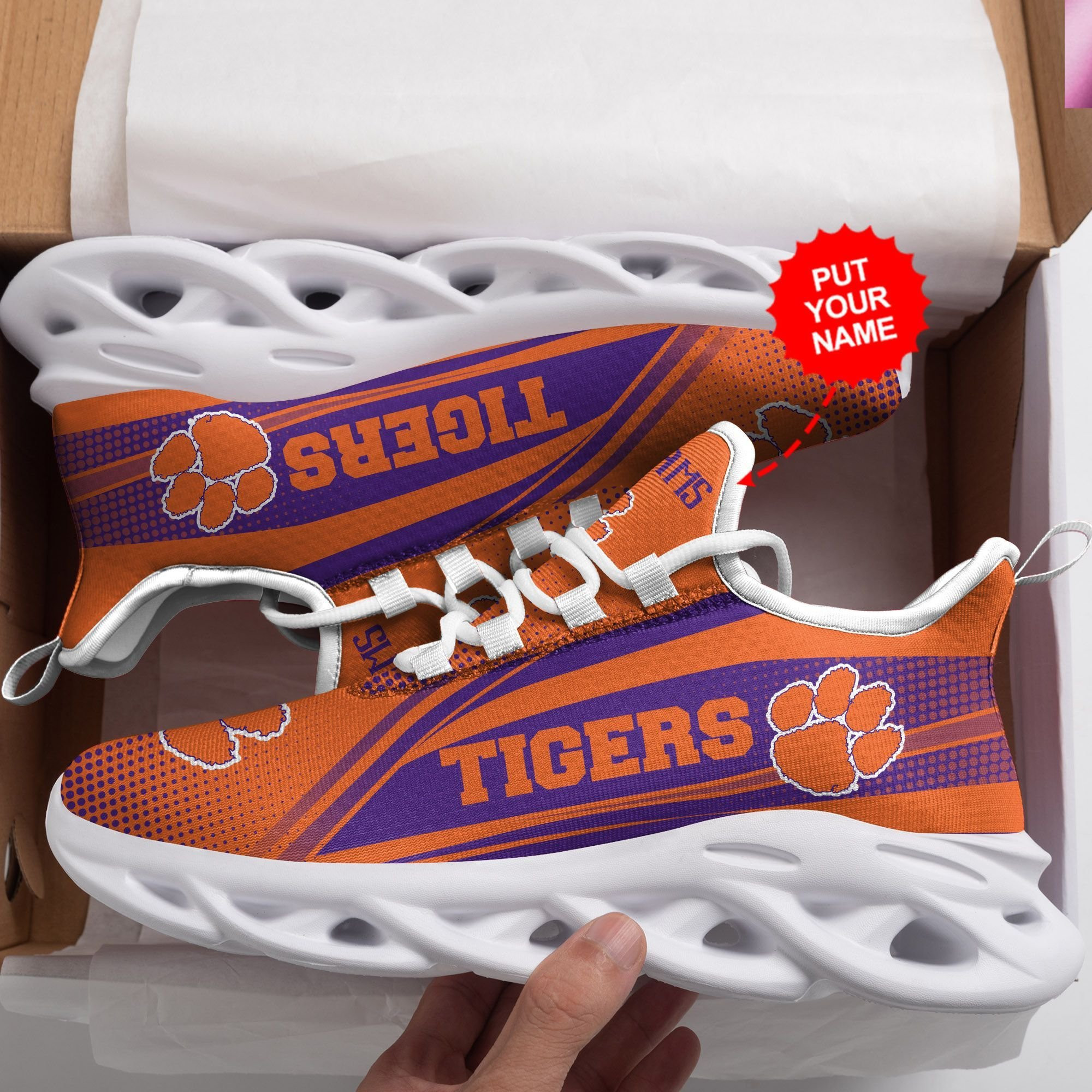 Clemson Tigers Custom Personalized Max Soul Sneakers Shoes - Famjoys Clemson Tigers Custom Personalized Max Soul Sneakers Shoes - Famjoys