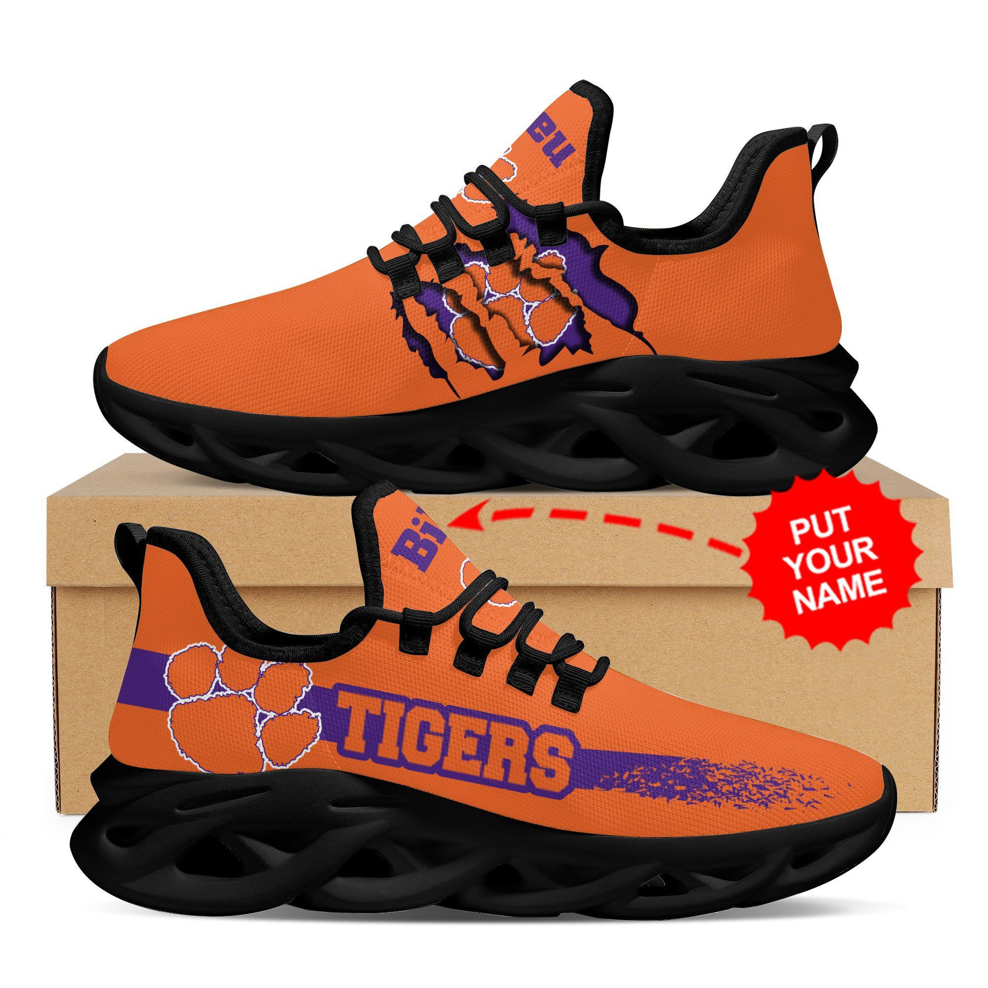 Clemson Tigers Custom Personalized Max Soul Sneakers Shoes - Famjoys Clemson Tigers Custom Personalized Max Soul Sneakers Shoes - Famjoys