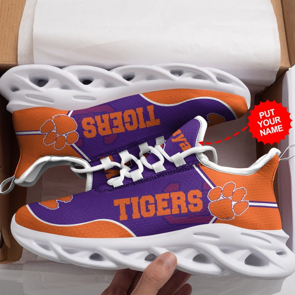 Clemson Tigers Custom Personalized Max Soul Sneakers Shoes - Famjoys Clemson Tigers Custom Personalized Max Soul Sneakers Shoes - Famjoys