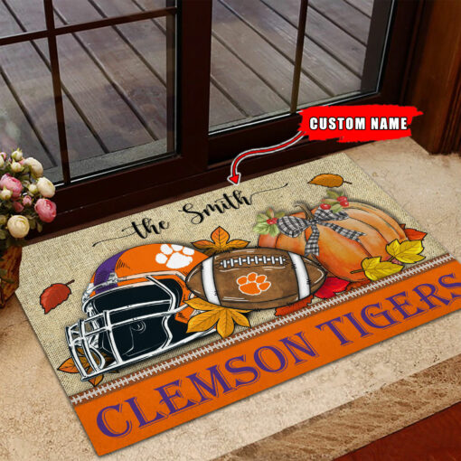 Clemson Tigers Fall Football Doormat - Famjoys Clemson Tigers Fall Football Doormat - Famjoys
