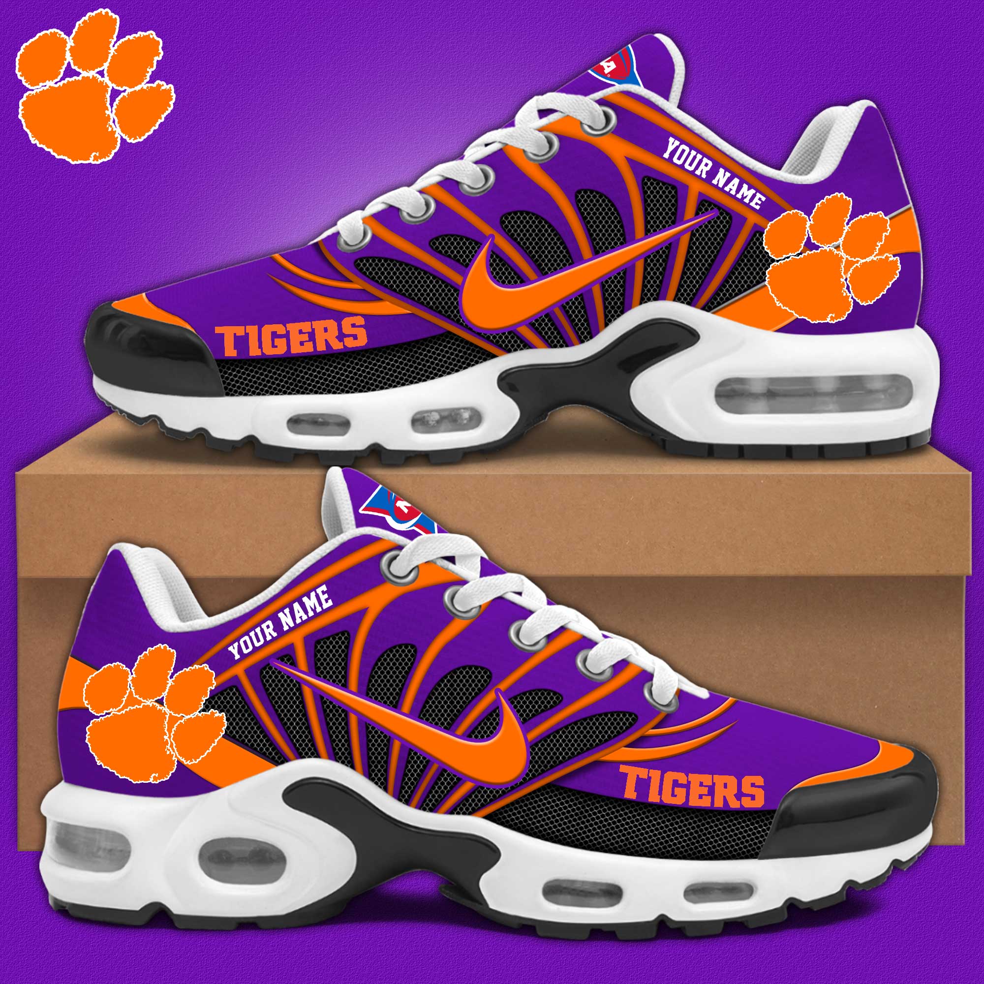 Clemson Tigers Football Air Max Plus Sneakers - Famjoys Clemson Tigers Football Air Max Plus Sneakers - Famjoys