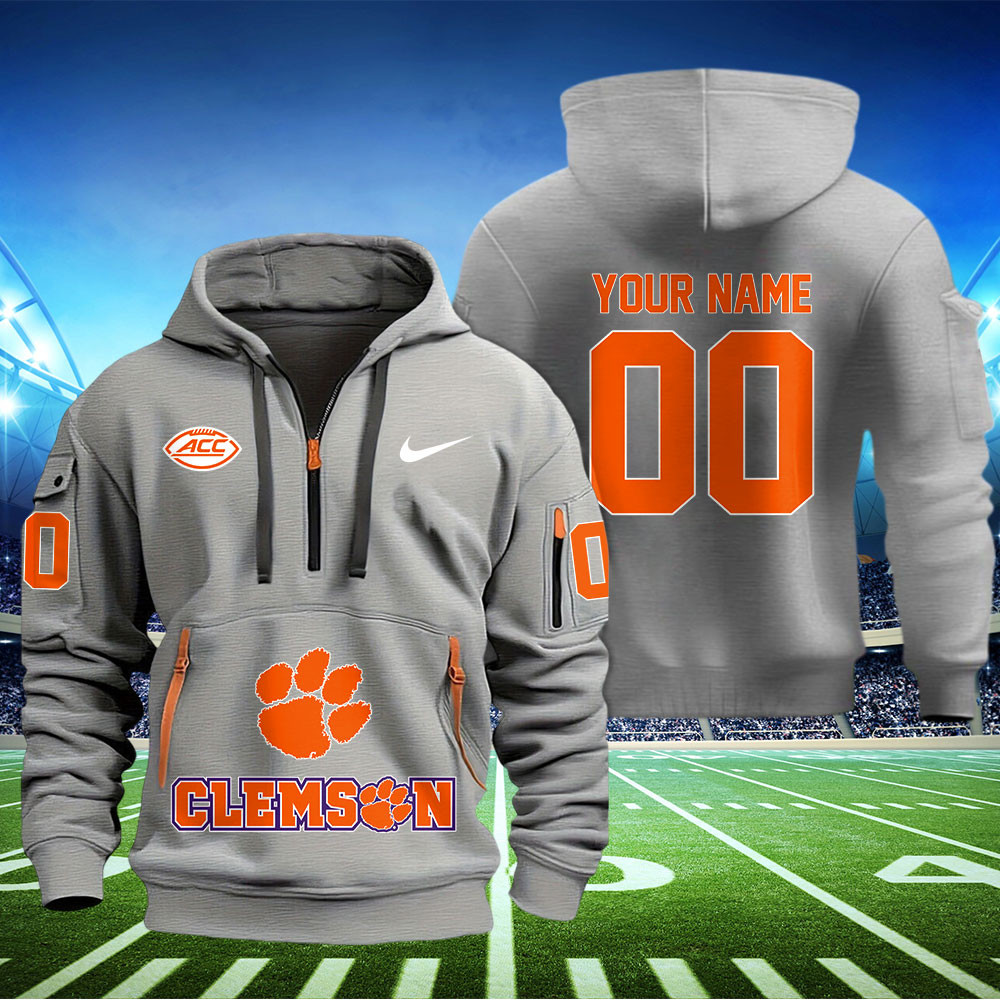 Clemson Tigers Football Quarter Zip Hoodie - Famjoys Clemson Tigers Football Quarter Zip Hoodie - Famjoys