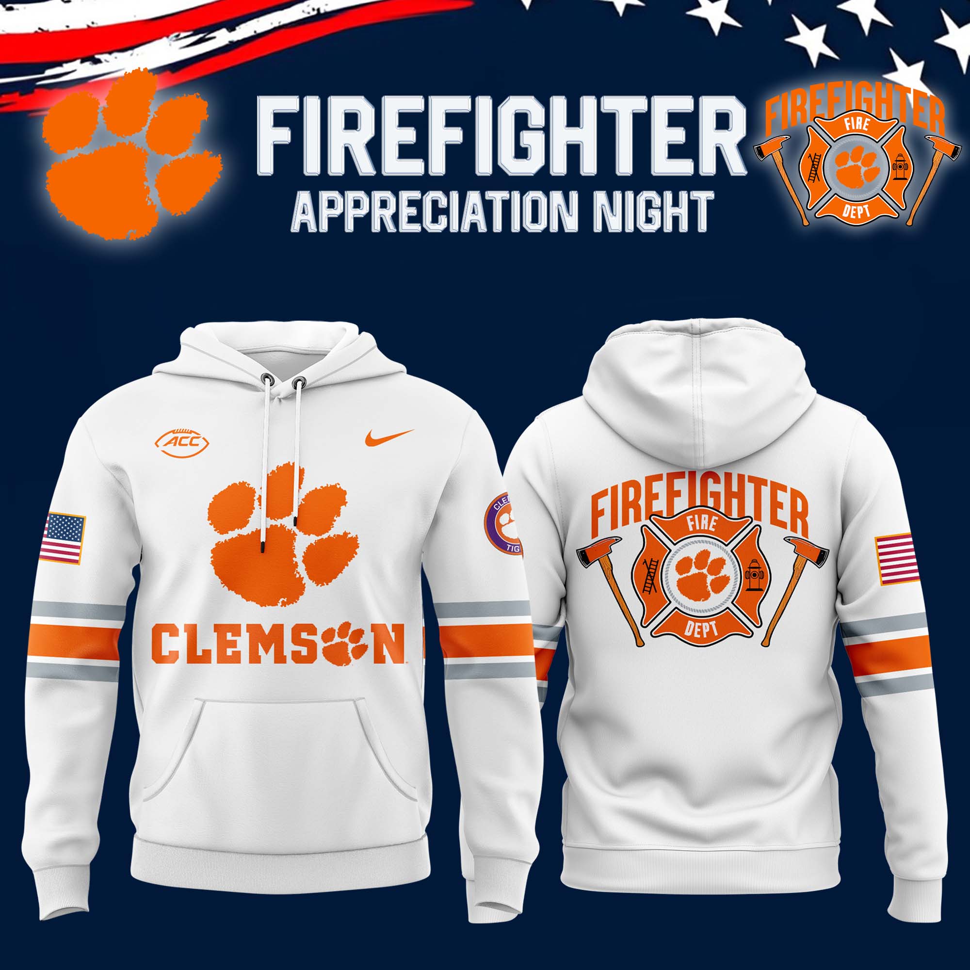 Clemson Tigers football x Firefighter Appreciation Night Premium Hoodie - Famjoys Clemson Tigers football x Firefighter Appreciation Night Premium Hoodie - Famjoys