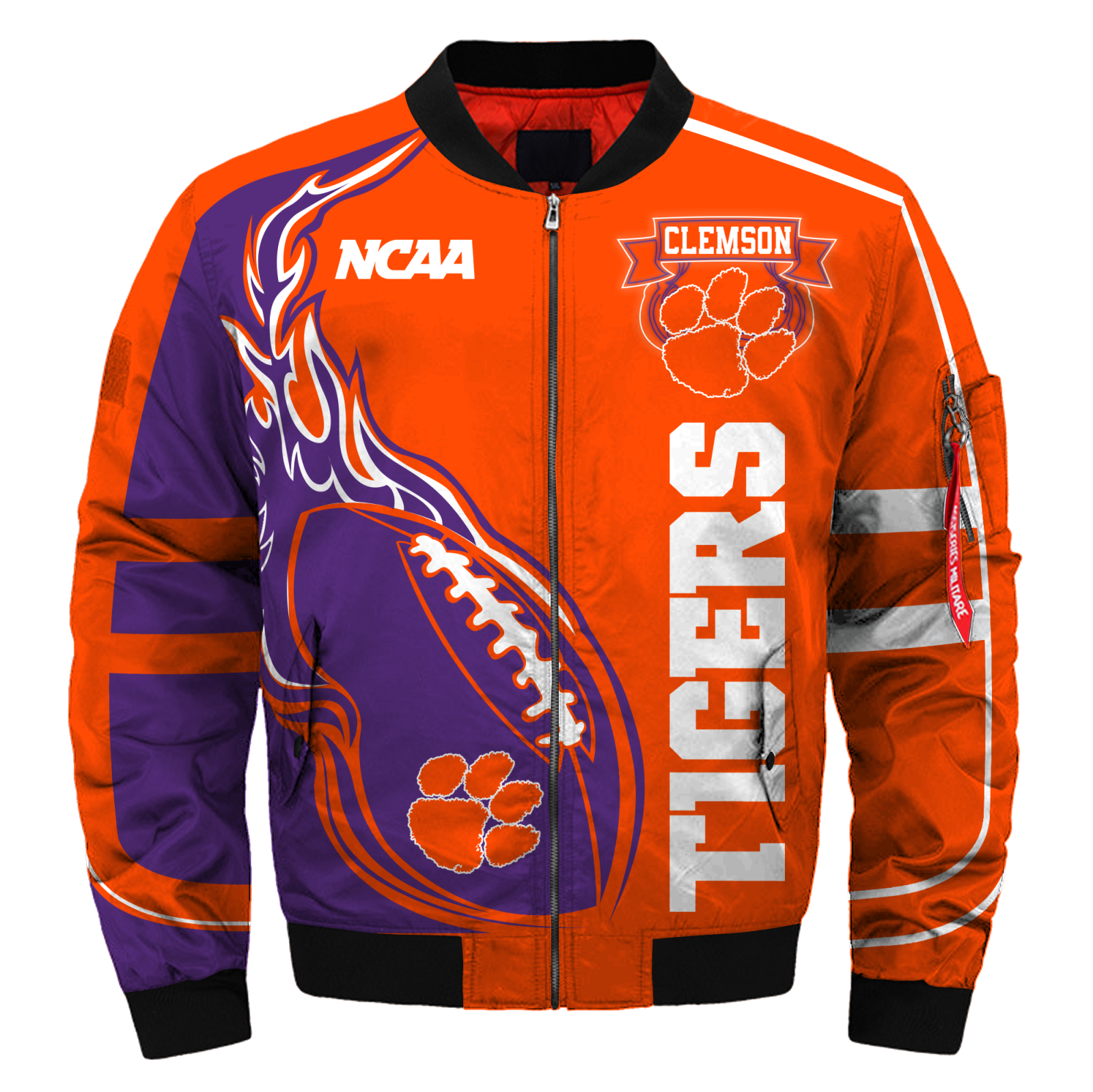 Clemson Tigers Jacket 3D Printed Fire Ball - Famjoys Clemson Tigers Jacket 3D Printed Fire Ball - Famjoys