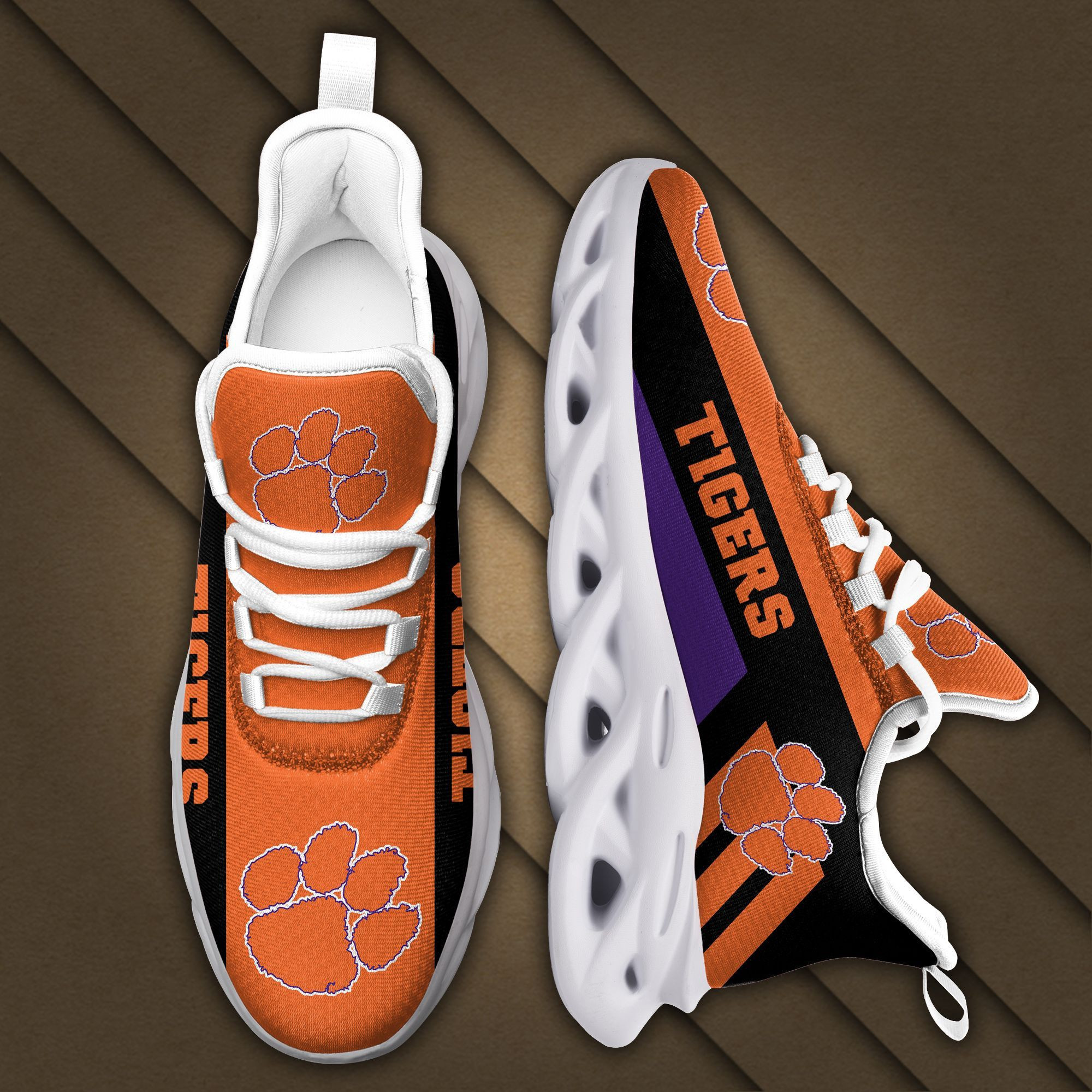 Clemson Tigers Max Soul Sneakers Shoes - Famjoys Clemson Tigers Max Soul Sneakers Shoes - Famjoys