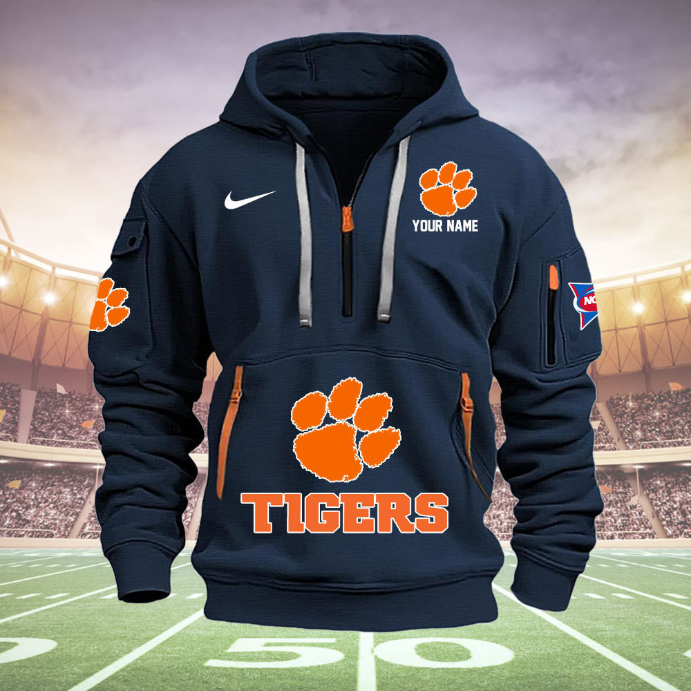 Clemson Tigers Quarter Zip Hoodie - Famjoys Clemson Tigers Quarter Zip Hoodie - Famjoys