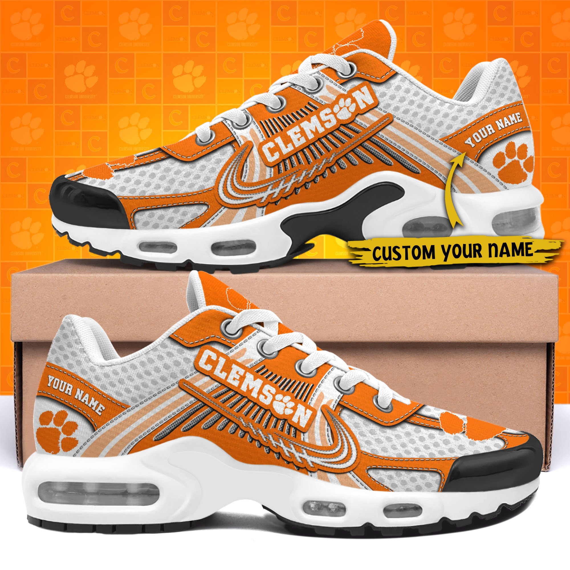Clemson Tigers TN Shoes Custom Your Name, Sport Shoes, Gifts For Fans, Sport Gifts For Him ETRG-62360 - Famjoys Clemson Tigers TN Shoes Custom Your Name, Sport Shoes, Gifts For Fans, Sport Gifts For Him ETRG-62360 - Famjoys