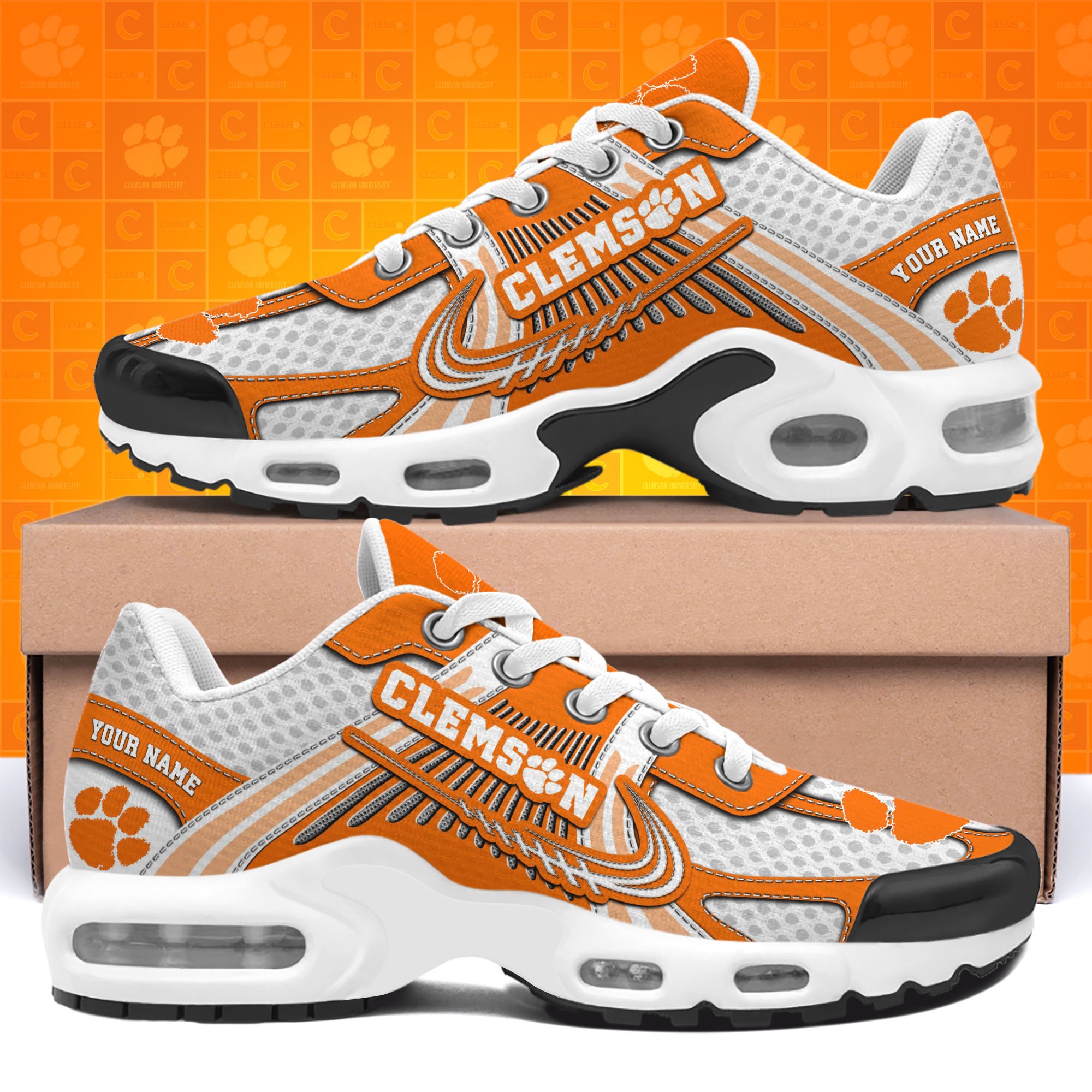 Clemson Tigers TN Shoes Custom Your Name, Sport Shoes, Gifts For Fans, Sport Gifts For Him ETRG-62360 - Famjoys Clemson Tigers TN Shoes Custom Your Name, Sport Shoes, Gifts For Fans, Sport Gifts For Him ETRG-62360 - Famjoys
