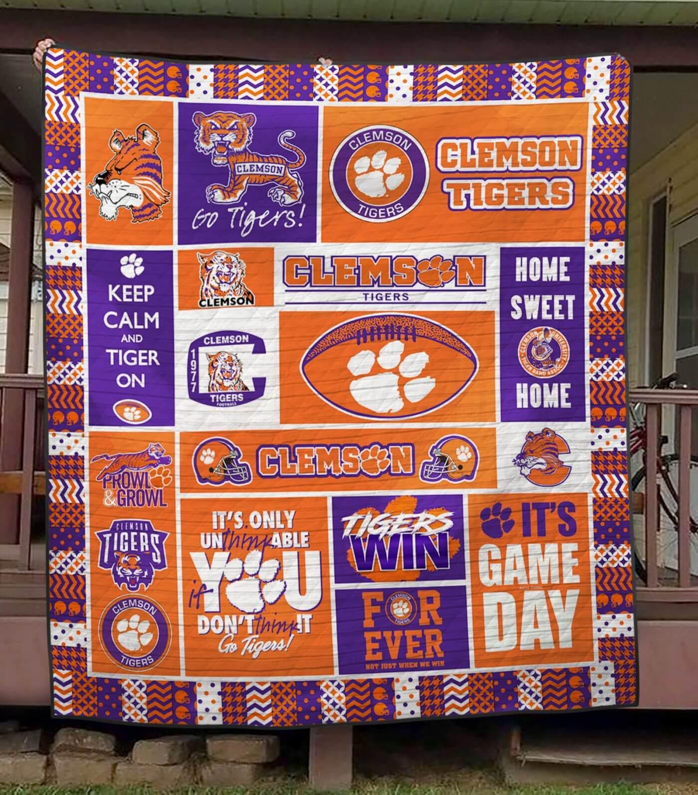 Clemson Tigers Ver1 Quilt Blanket - Famjoys Clemson Tigers Ver1 Quilt Blanket - Famjoys