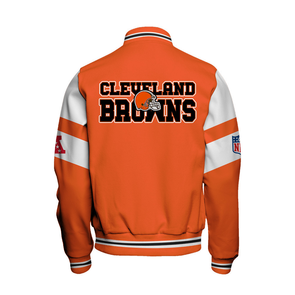 Cleveland Browns American Football Conference Unisex Varsity Jacket V11 - Famjoys Cleveland Browns American Football Conference Unisex Varsity Jacket V11 - Famjoys