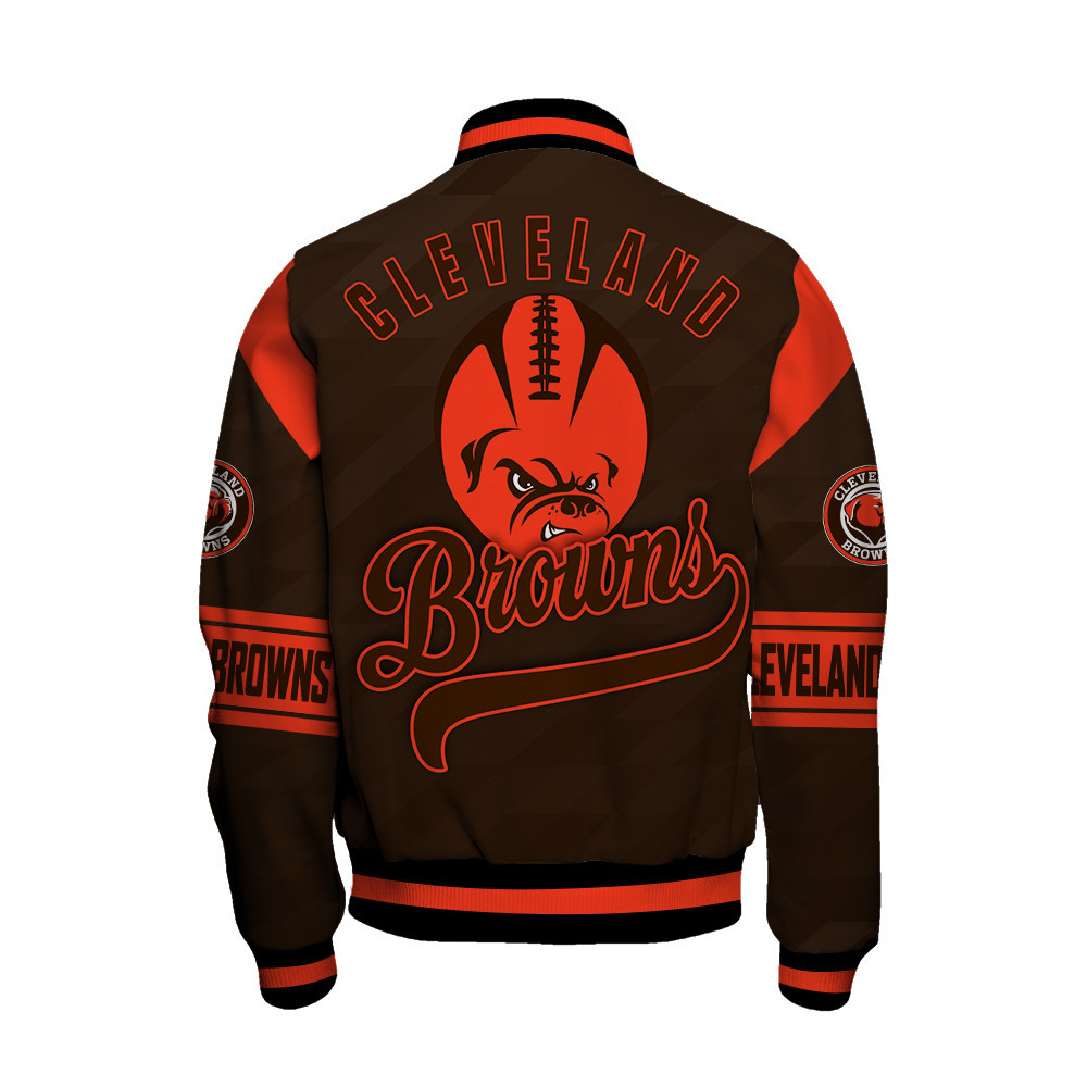 Cleveland Browns American Football League Pattern Varsity Jacket SH1 V2 - Famjoys Cleveland Browns American Football League Pattern Varsity Jacket SH1 V2 - Famjoys