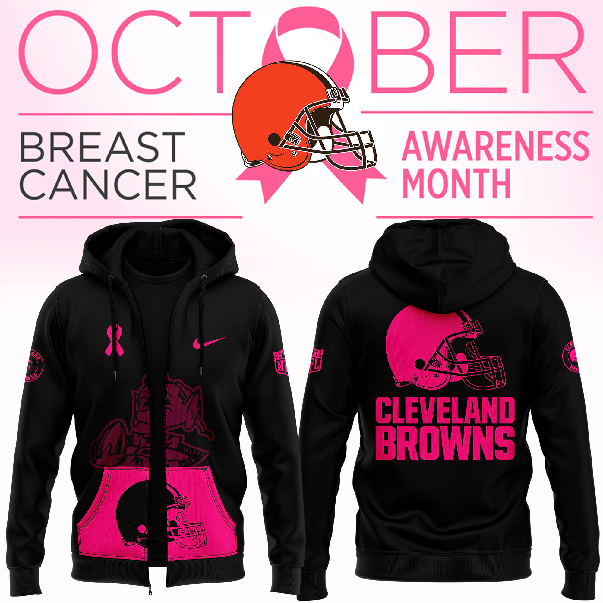 Cleveland Browns Crucial Catch Club Pullover Zip Hoodie - Famjoys Cleveland Browns Crucial Catch Club Pullover Zip Hoodie - Famjoys