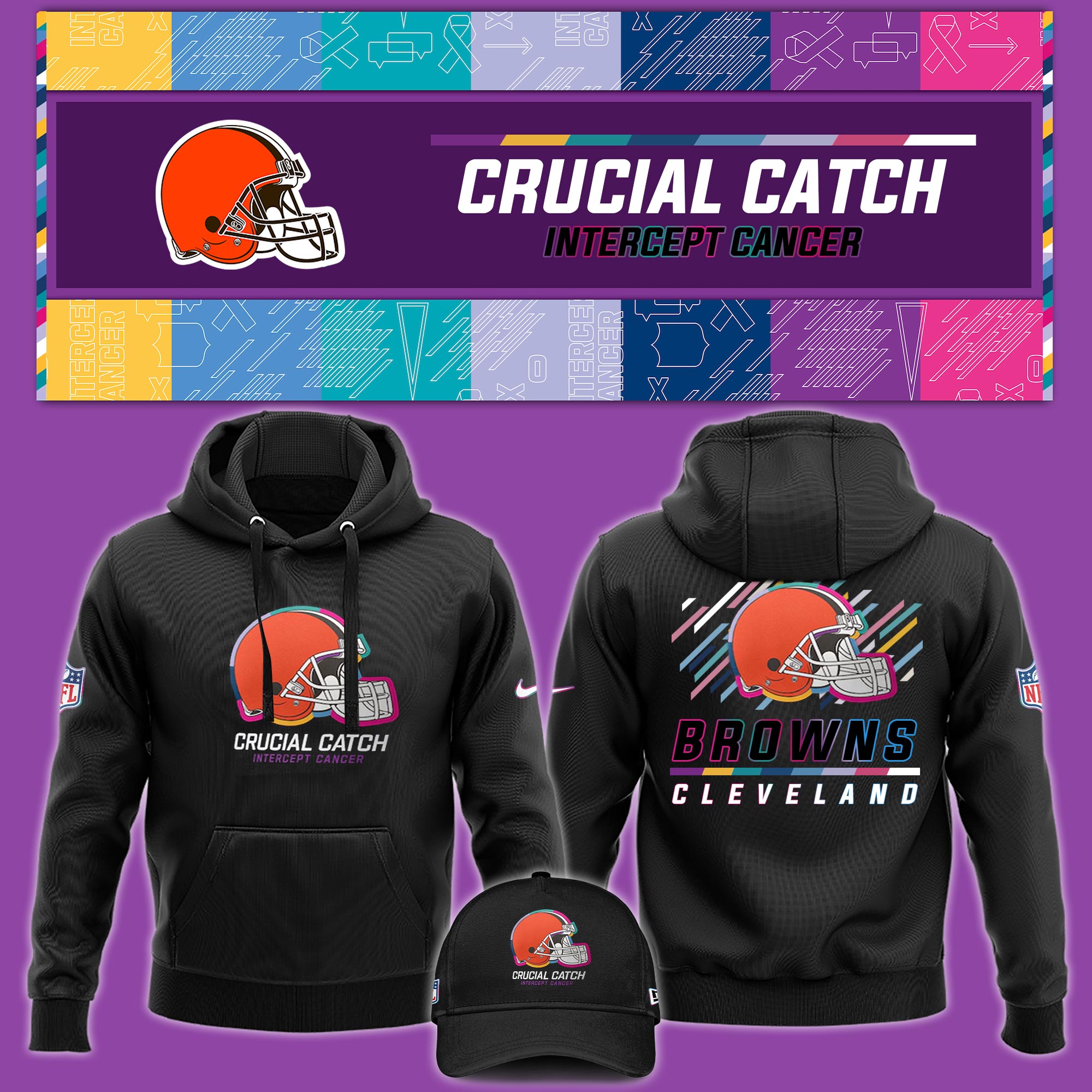 Cleveland Browns Crucial Catch Hoodie - Famjoys Cleveland Browns Crucial Catch Hoodie - Famjoys