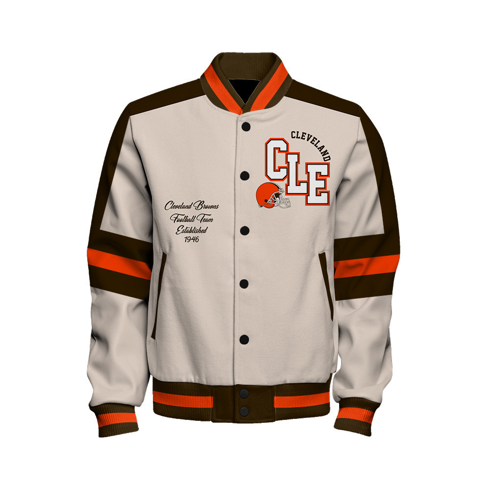 Cleveland Browns - Feel The Power Unisex Varsity Jacket - Famjoys Cleveland Browns - Feel The Power Unisex Varsity Jacket - Famjoys