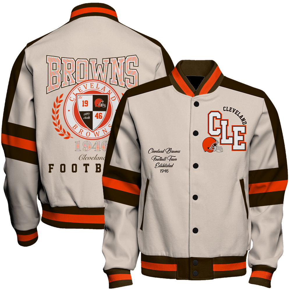 Cleveland Browns - Feel The Power Unisex Varsity Jacket - Famjoys Cleveland Browns - Feel The Power Unisex Varsity Jacket - Famjoys