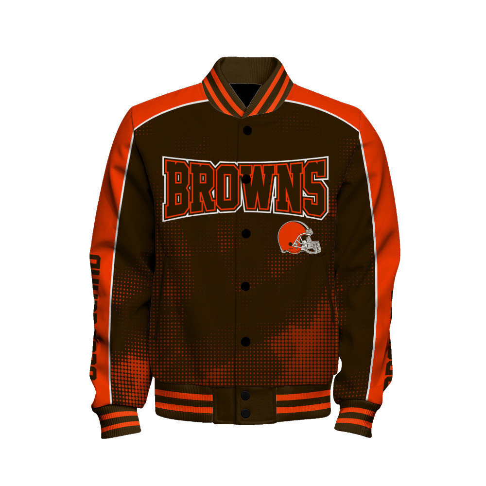 Cleveland Browns - Heart Beats In Unison Unisex Varsity Jacket - Famjoys Cleveland Browns - Heart Beats In Unison Unisex Varsity Jacket - Famjoys