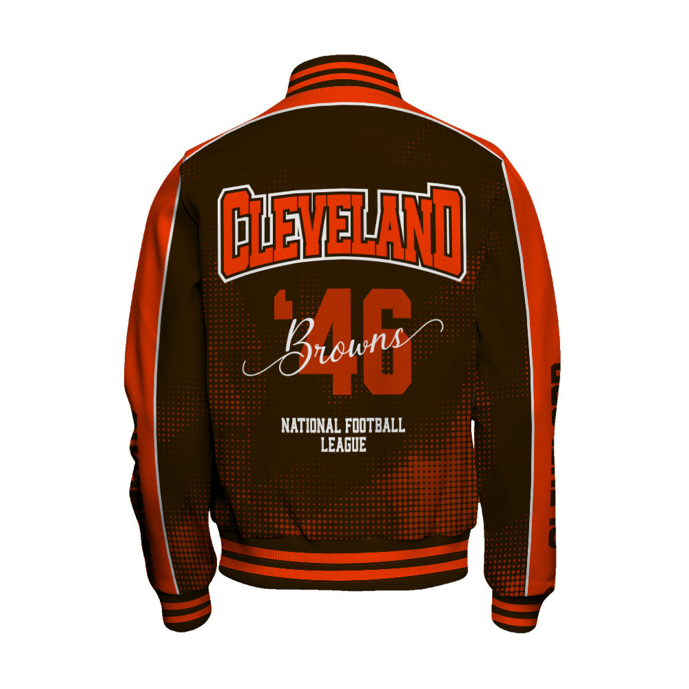 Cleveland Browns - Heart Beats In Unison Unisex Varsity Jacket - Famjoys Cleveland Browns - Heart Beats In Unison Unisex Varsity Jacket - Famjoys
