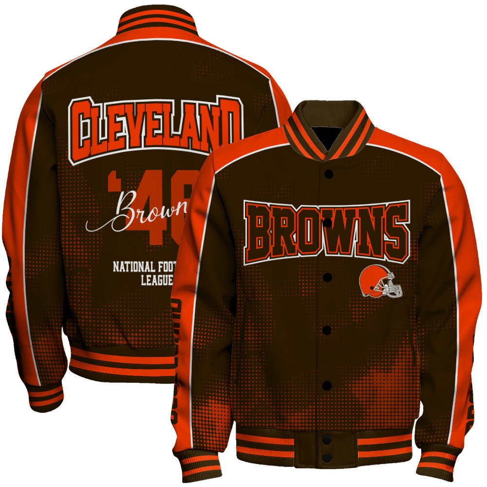 Cleveland Browns - Heart Beats In Unison Unisex Varsity Jacket - Famjoys Cleveland Browns - Heart Beats In Unison Unisex Varsity Jacket - Famjoys