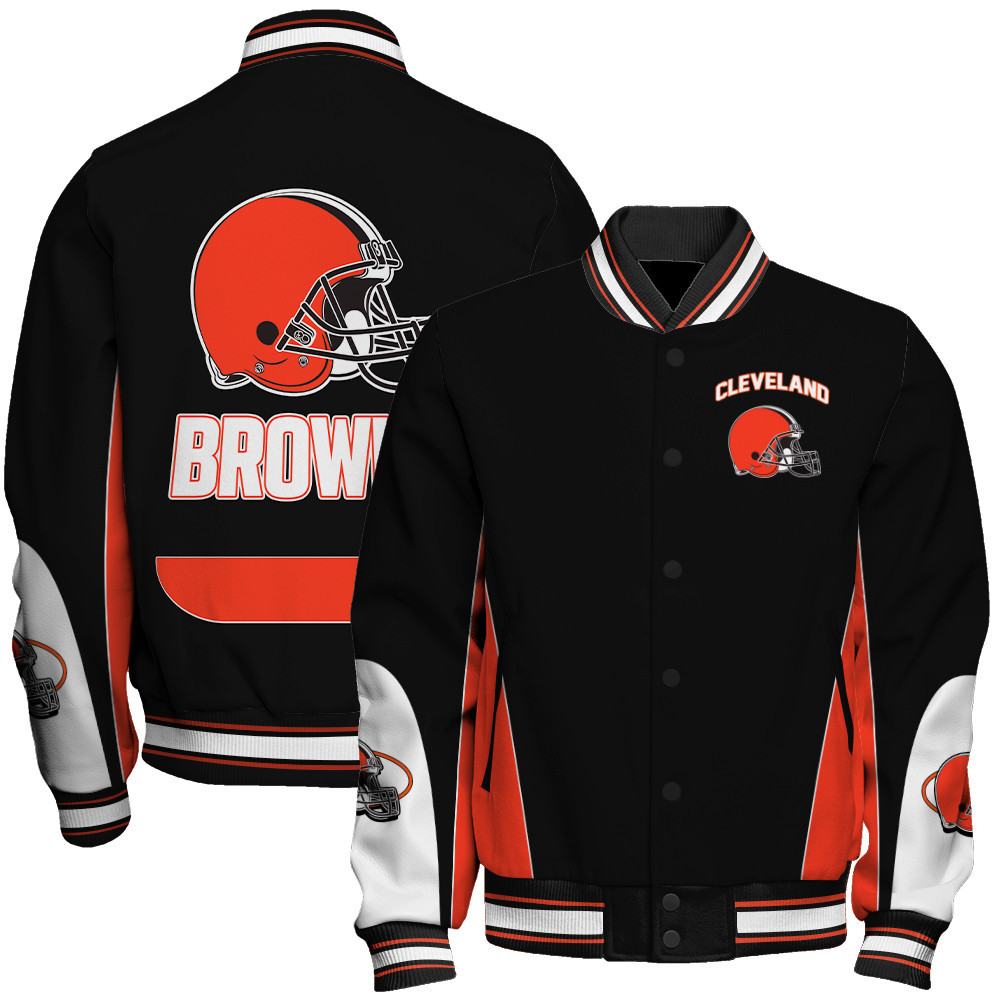 Cleveland Browns - In Sync With The Home Team Unisex Varsity Jacket - Famjoys Cleveland Browns - In Sync With The Home Team Unisex Varsity Jacket - Famjoys