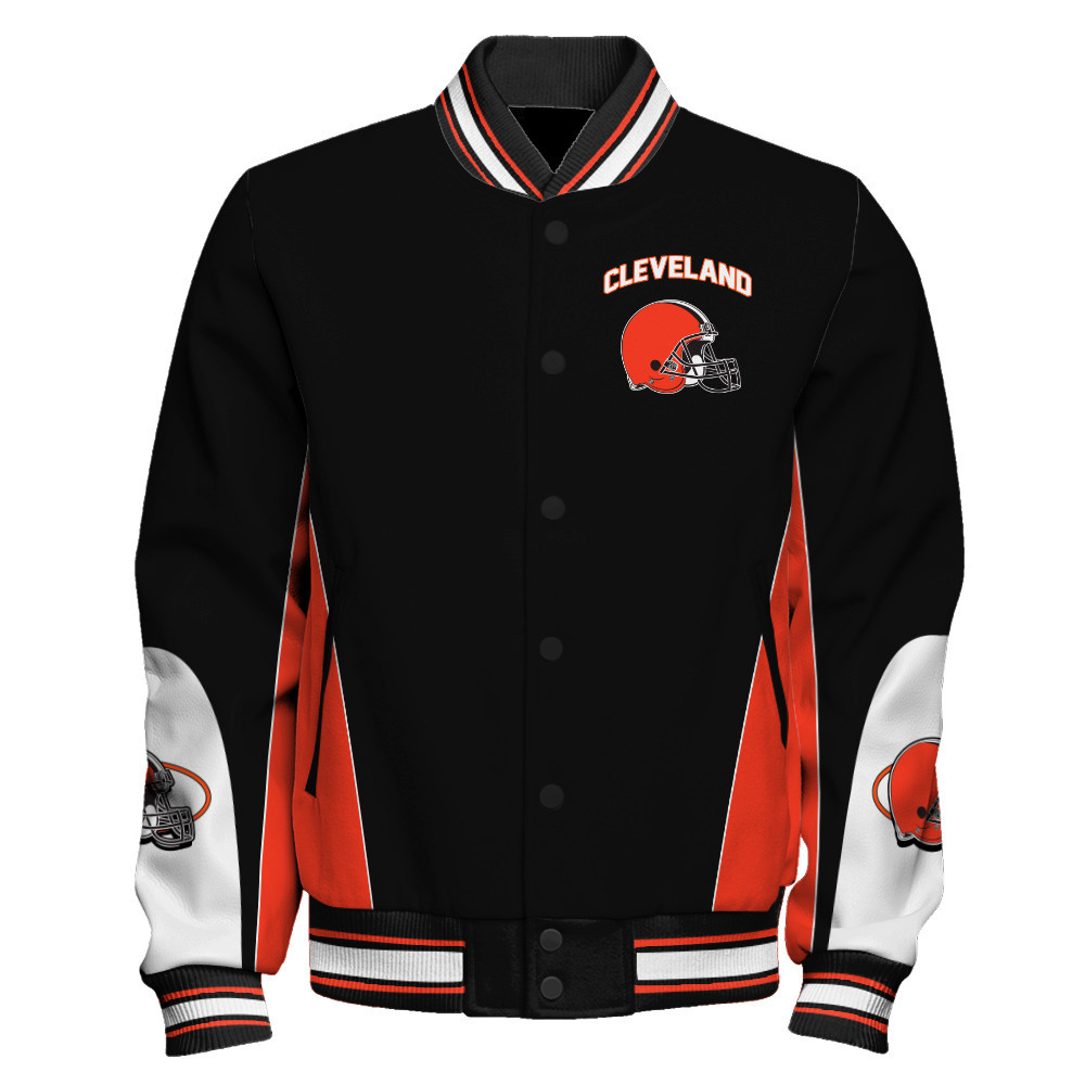 Cleveland Browns - In Sync With The Home Team Unisex Varsity Jacket - Famjoys Cleveland Browns - In Sync With The Home Team Unisex Varsity Jacket - Famjoys