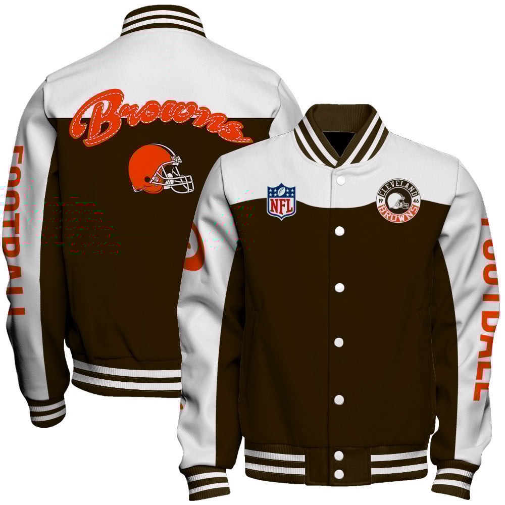 Cleveland Browns National Football League Face Any Weather Unisex Varsity Jacket - Famjoys Cleveland Browns National Football League Face Any Weather Unisex Varsity Jacket - Famjoys