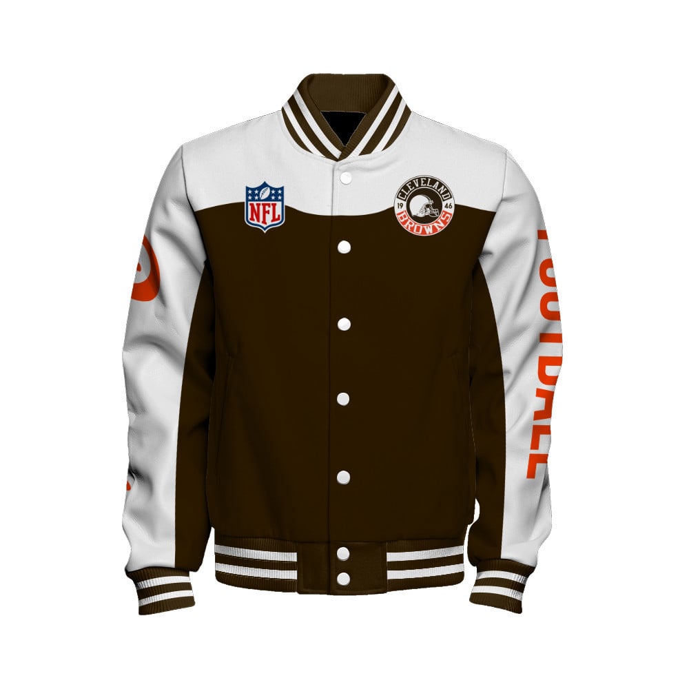 Cleveland Browns National Football League Face Any Weather Unisex Varsity Jacket - Famjoys Cleveland Browns National Football League Face Any Weather Unisex Varsity Jacket - Famjoys