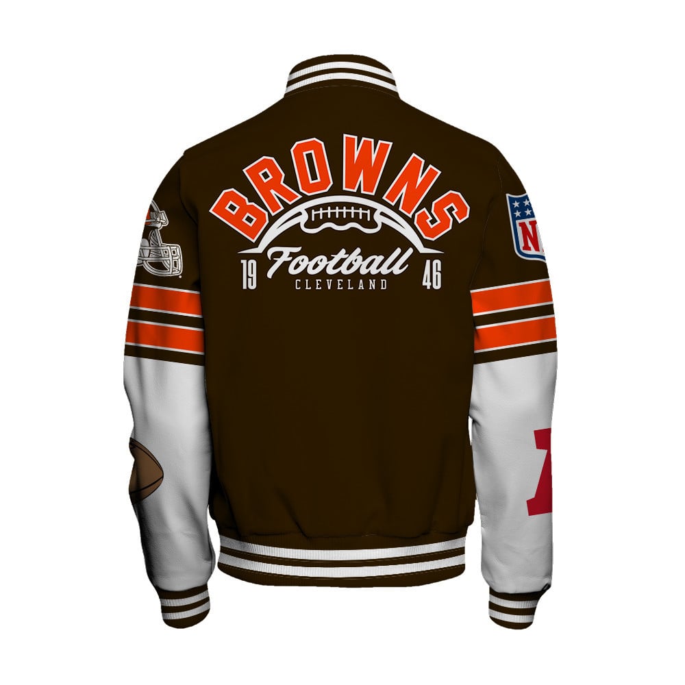 Cleveland Browns National Football League Feel The Power Unisex Varsity Jacket - Famjoys Cleveland Browns National Football League Feel The Power Unisex Varsity Jacket - Famjoys