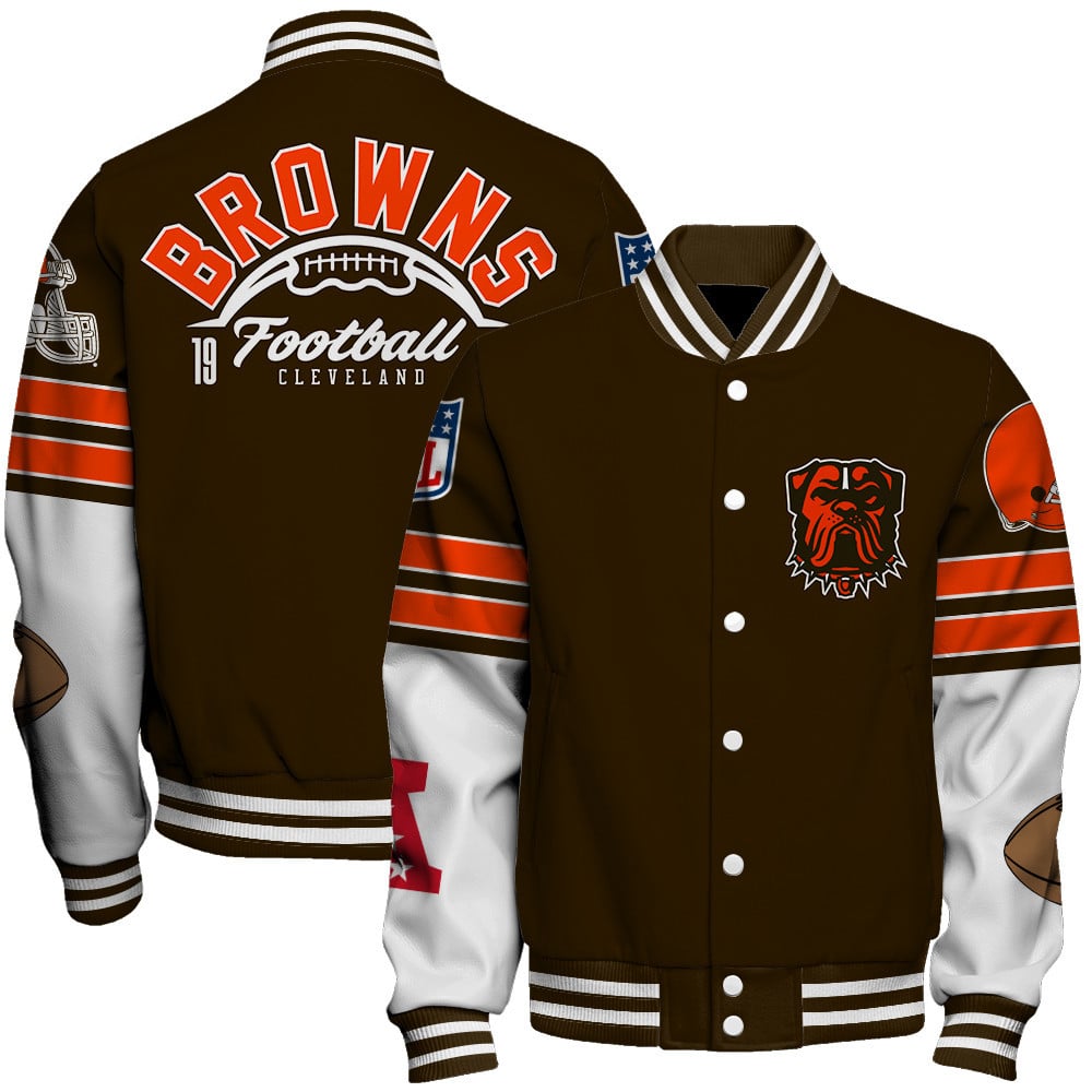 Cleveland Browns National Football League Feel The Power Unisex Varsity Jacket - Famjoys Cleveland Browns National Football League Feel The Power Unisex Varsity Jacket - Famjoys