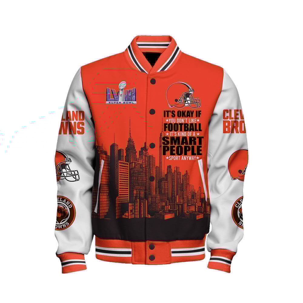 Cleveland Browns National Football League Varsity Jacket STM V5 - Famjoys Cleveland Browns National Football League Varsity Jacket STM V5 - Famjoys