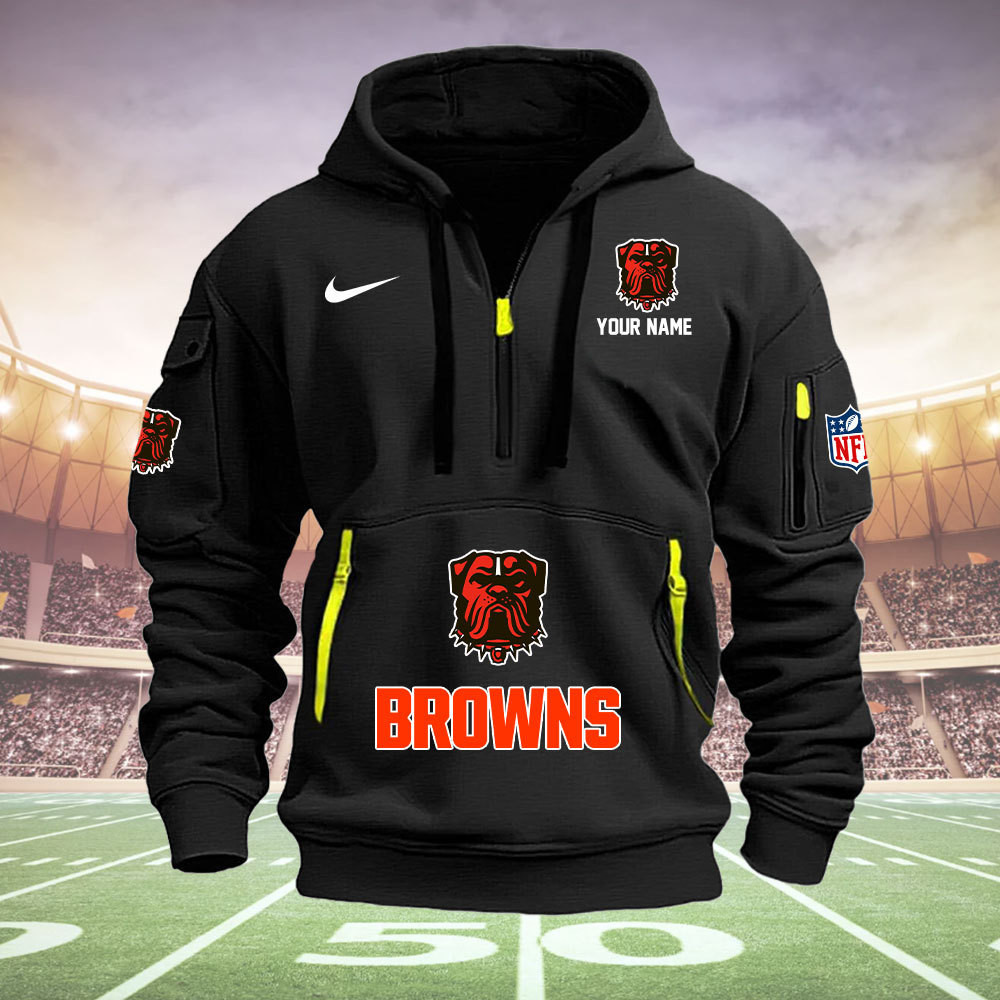 Cleveland Browns New Personalized Quarter Zip Hoodie AZBTQZH000010 - Famjoys Cleveland Browns New Personalized Quarter Zip Hoodie AZBTQZH000010 - Famjoys