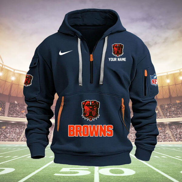 Cleveland Browns New Personalized Quarter Zip Hoodie AZBTQZH000010 - Famjoys Cleveland Browns New Personalized Quarter Zip Hoodie AZBTQZH000010 - Famjoys