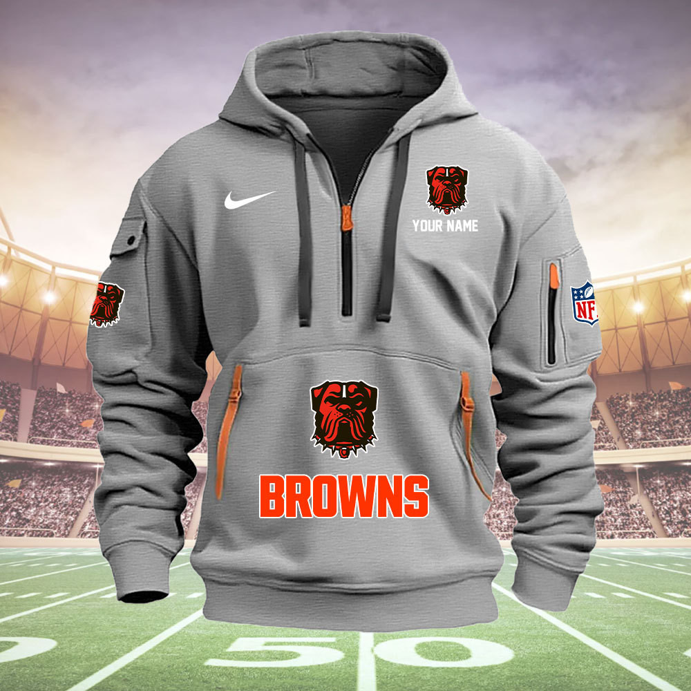 Cleveland Browns New Personalized Quarter Zip Hoodie AZBTQZH000010 - Famjoys Cleveland Browns New Personalized Quarter Zip Hoodie AZBTQZH000010 - Famjoys