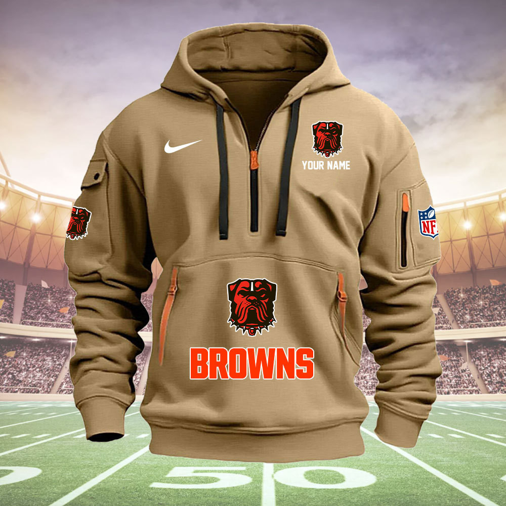 Cleveland Browns New Personalized Quarter Zip Hoodie AZBTQZH000010 - Famjoys Cleveland Browns New Personalized Quarter Zip Hoodie AZBTQZH000010 - Famjoys
