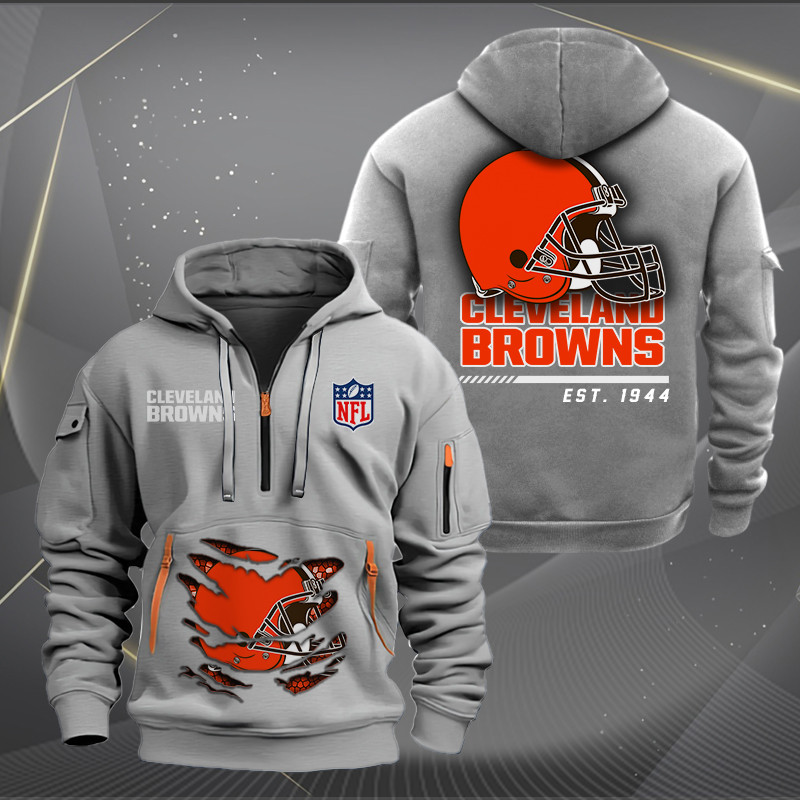 Cleveland Browns New Personalized Quarter Zip Hoodie AZBTQZH000102 - Famjoys Cleveland Browns New Personalized Quarter Zip Hoodie AZBTQZH000102 - Famjoys