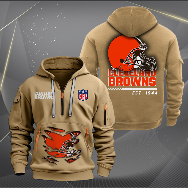 Cleveland Browns New Personalized Quarter Zip Hoodie AZBTQZH000102 - Famjoys Cleveland Browns New Personalized Quarter Zip Hoodie AZBTQZH000102 - Famjoys