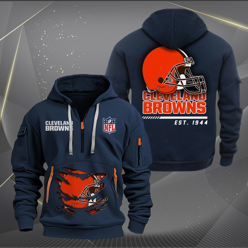 Cleveland Browns New Personalized Quarter Zip Hoodie AZBTQZH000102 - Famjoys Cleveland Browns New Personalized Quarter Zip Hoodie AZBTQZH000102 - Famjoys