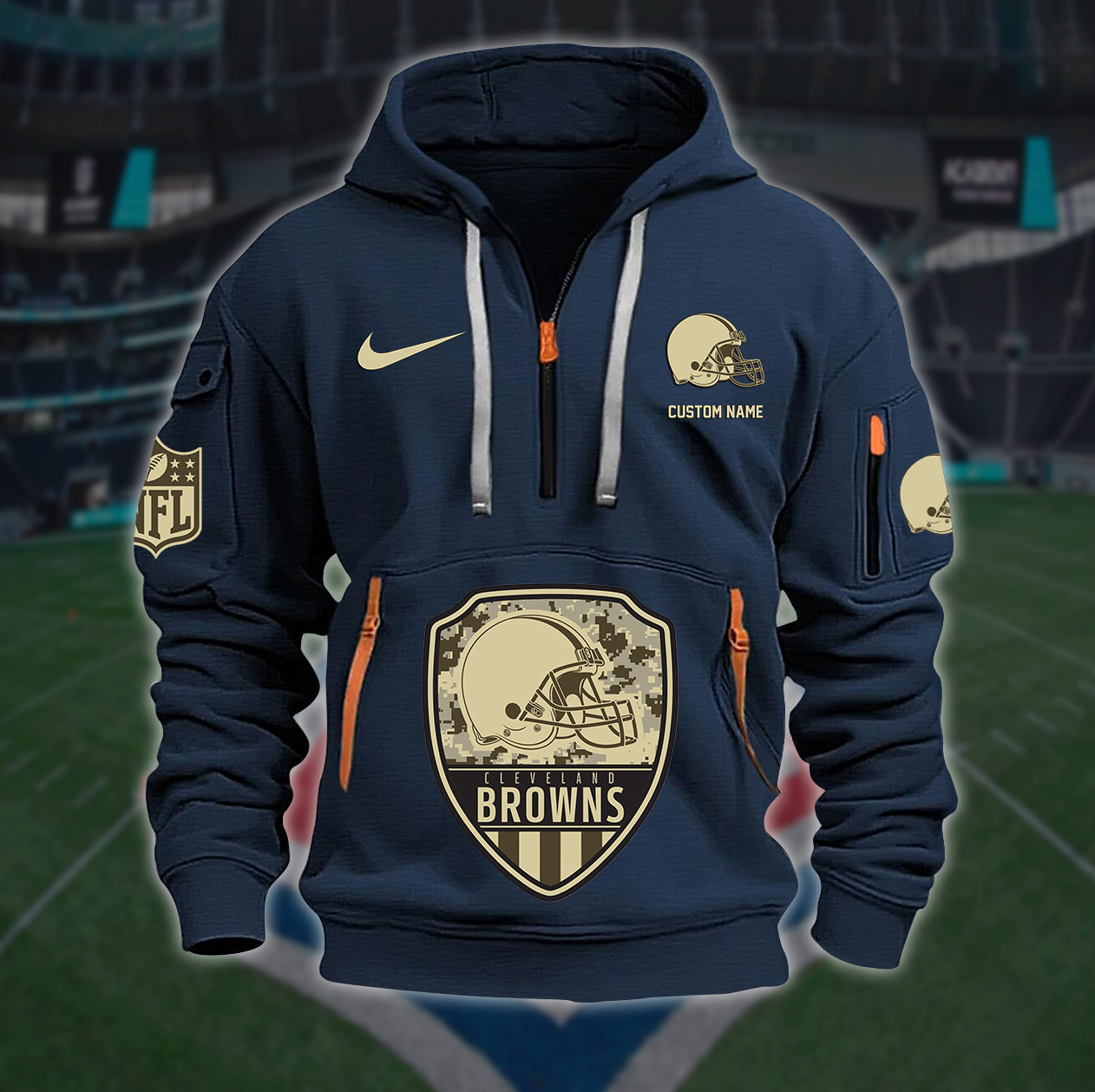 Cleveland Browns New Personalized Quarter Zip Hoodie AZBTQZH000180 - Famjoys Cleveland Browns New Personalized Quarter Zip Hoodie AZBTQZH000180 - Famjoys