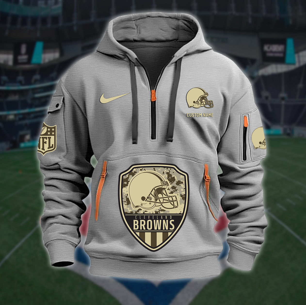 Cleveland Browns New Personalized Quarter Zip Hoodie AZBTQZH000180 - Famjoys Cleveland Browns New Personalized Quarter Zip Hoodie AZBTQZH000180 - Famjoys