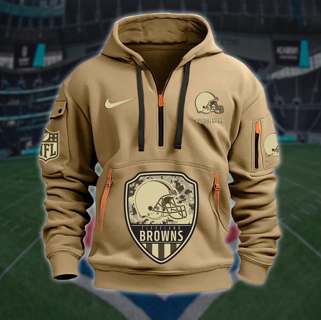 Cleveland Browns New Personalized Quarter Zip Hoodie AZBTQZH000180 - Famjoys Cleveland Browns New Personalized Quarter Zip Hoodie AZBTQZH000180 - Famjoys